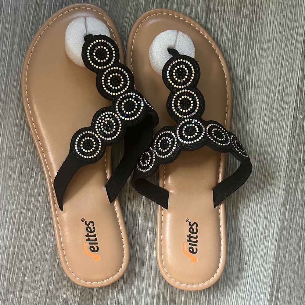 NWT Women’s Sparkle Flat Slide Sandals